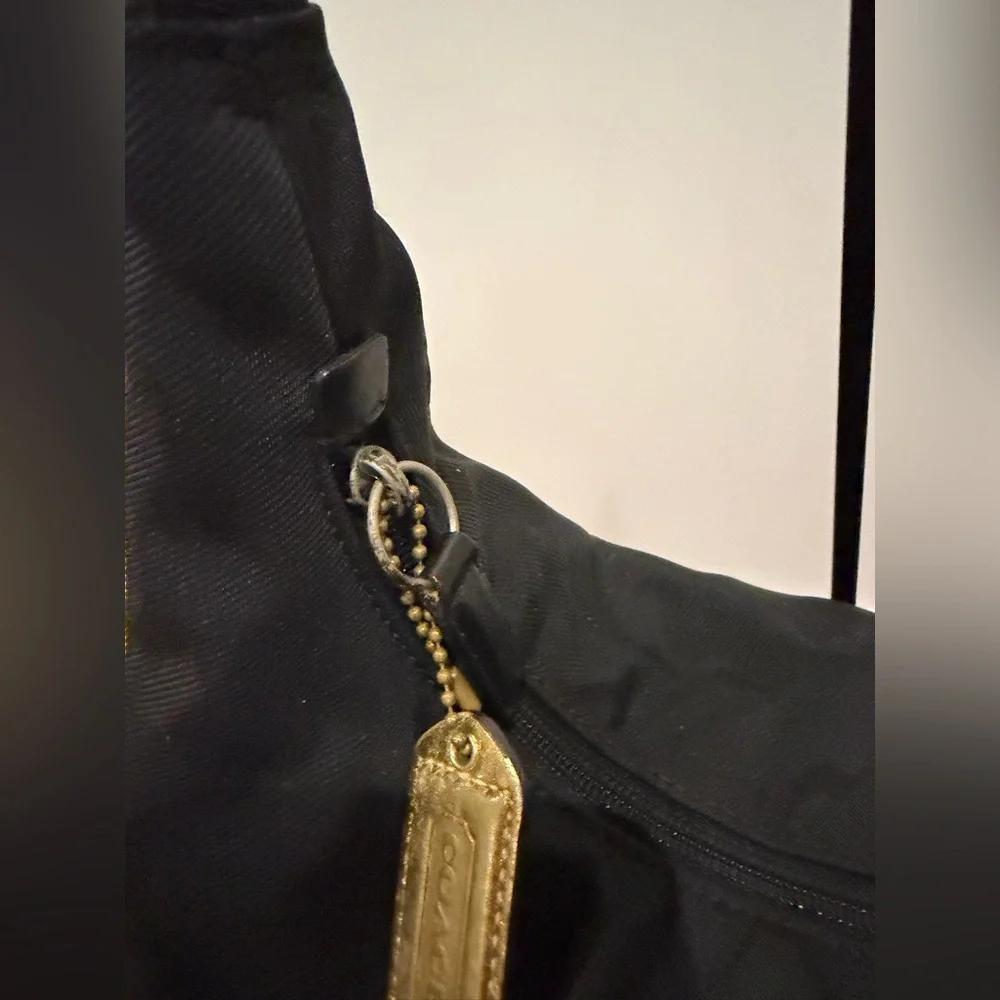 Vintage Coach Black Hobo Bag with Gold Accents - Picture 3 of 15
